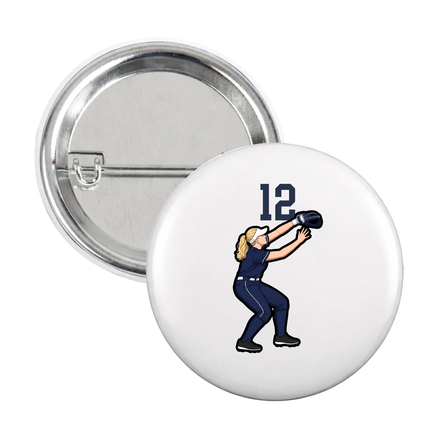 Game Day Button — Number Top in White