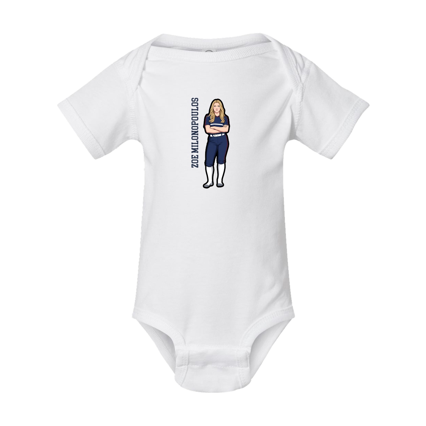 Baby Onesie — Name Vertical in White