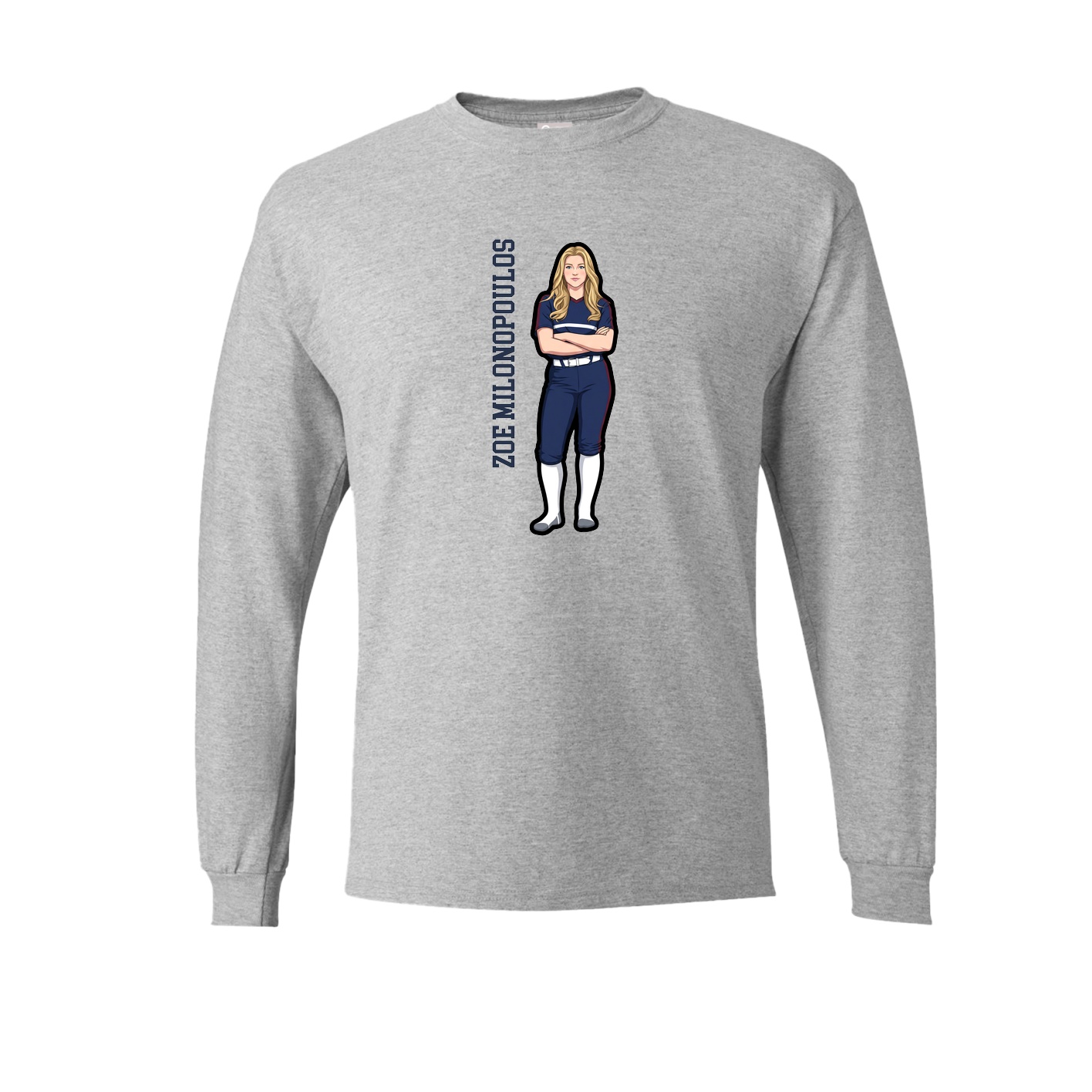 Long Sleeve Tee — Name Vertical in Grey