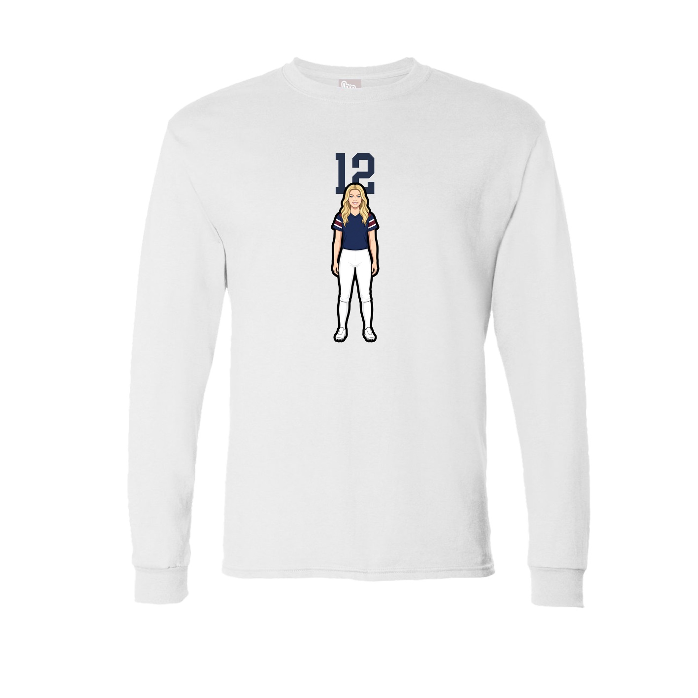 Long Sleeve Tee — Number Top in White
