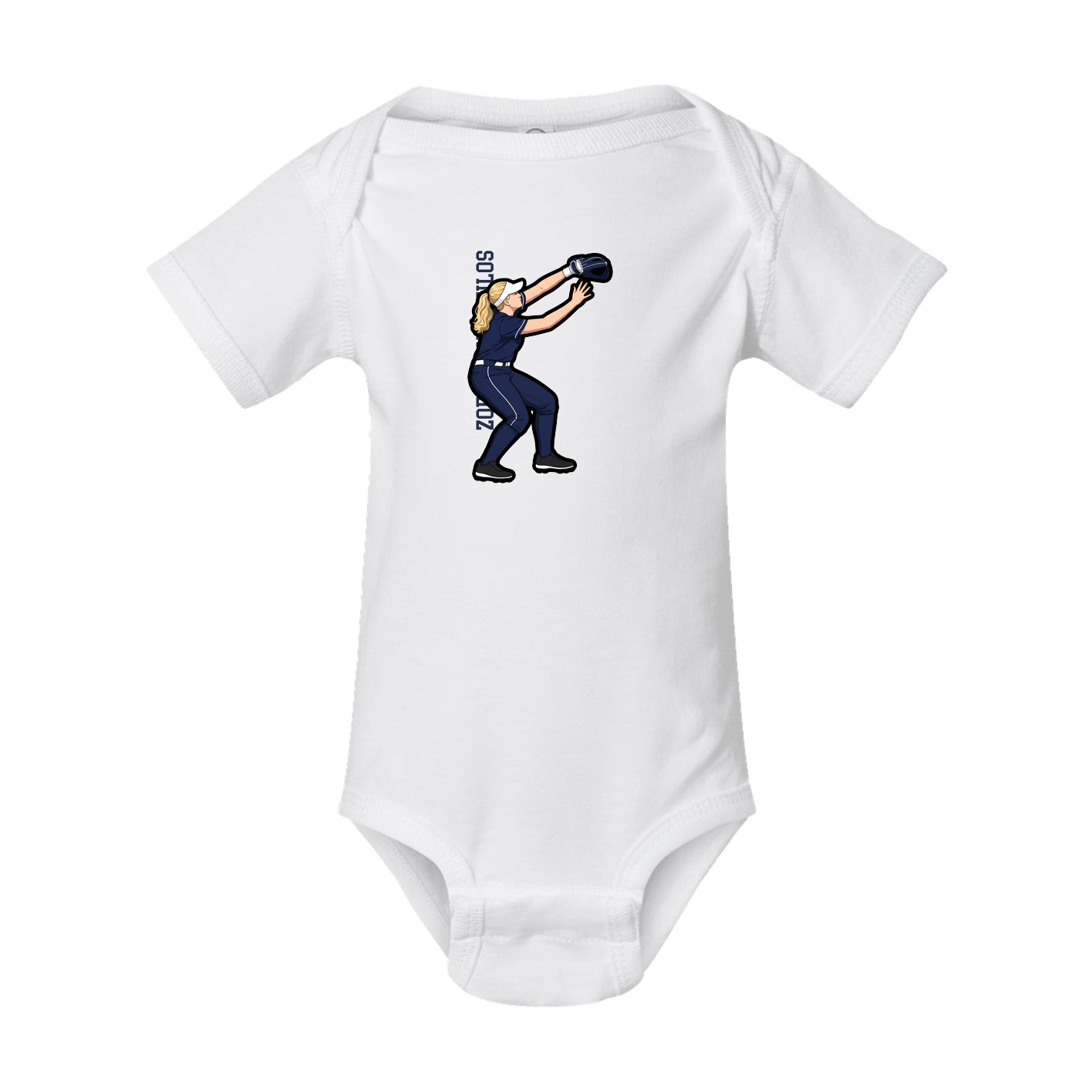 Baby Onesie — Name Vertical in White