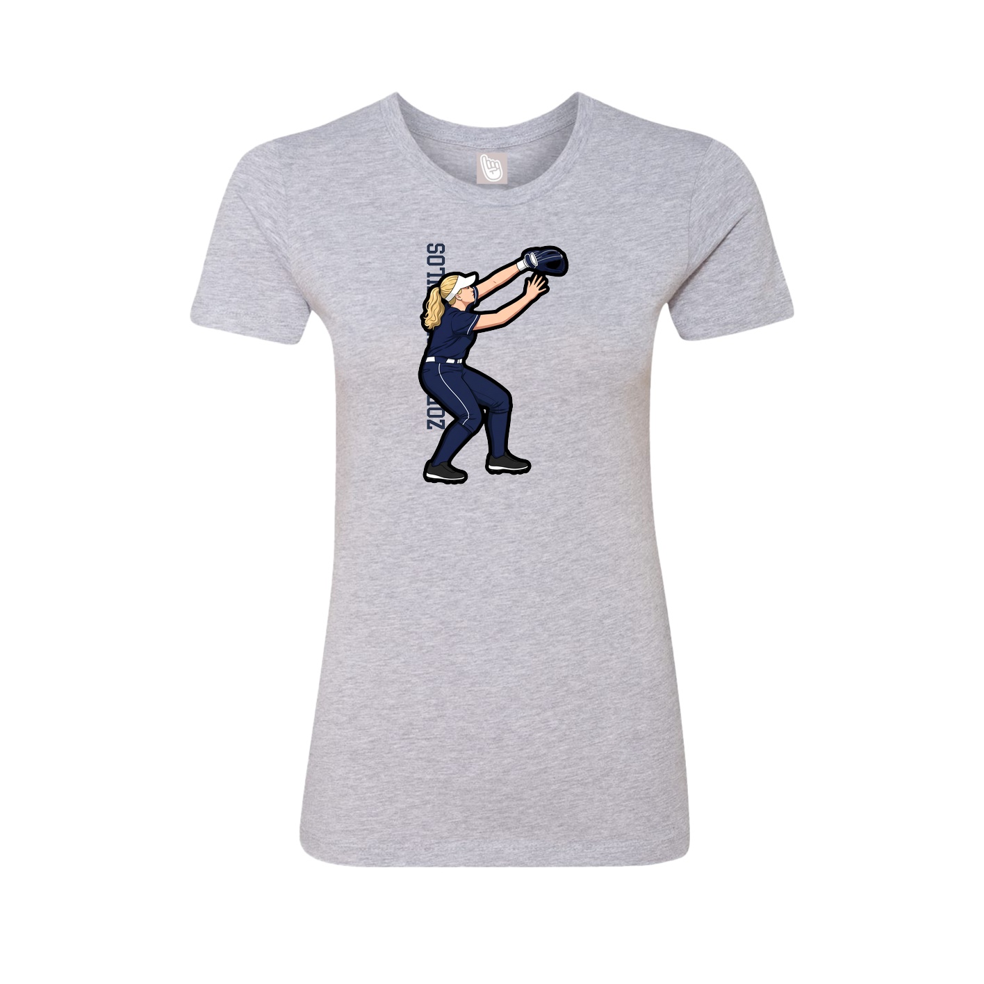 Fitted Women's Tee — Name Vertical in Grey