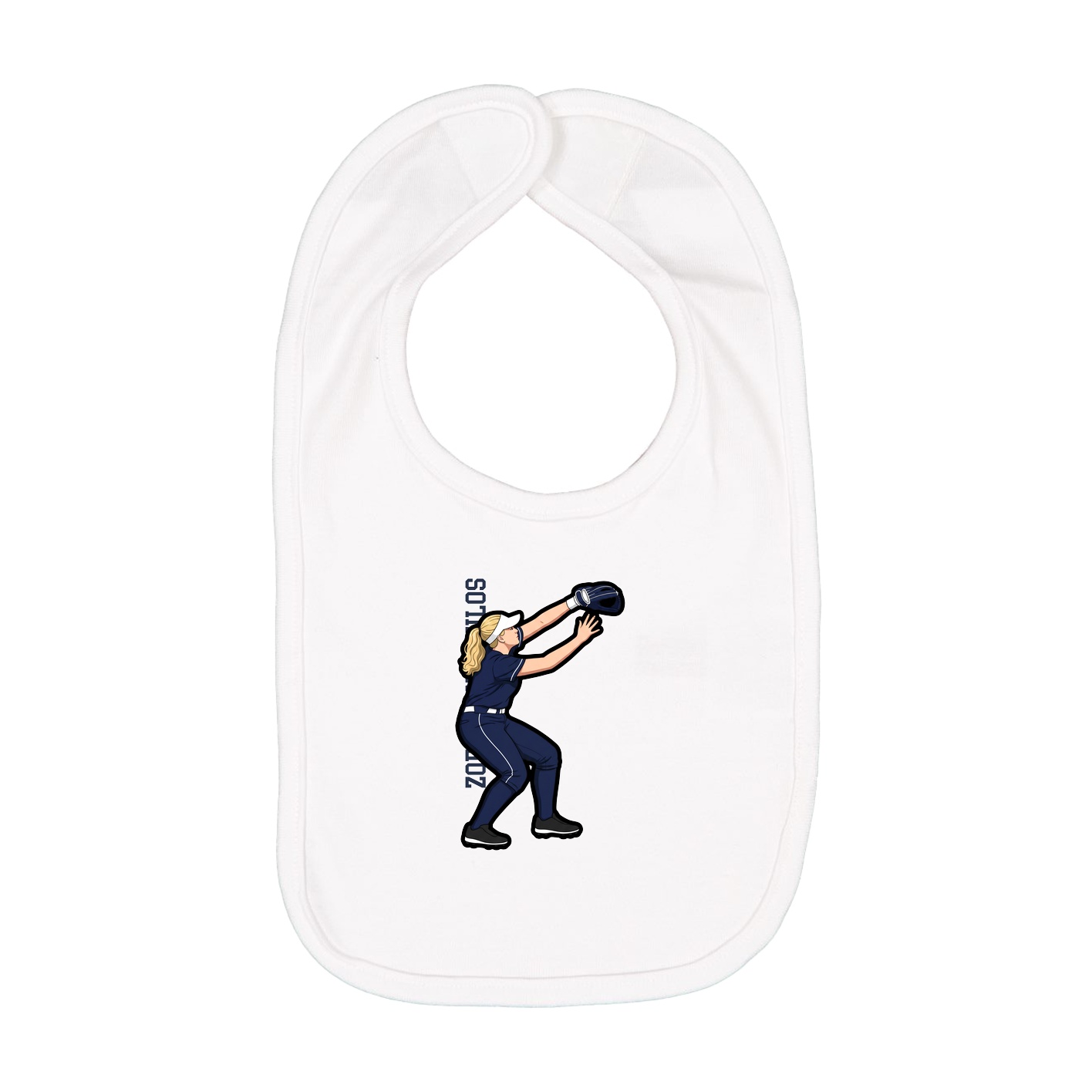 Infant Bib — Name Vertical in White