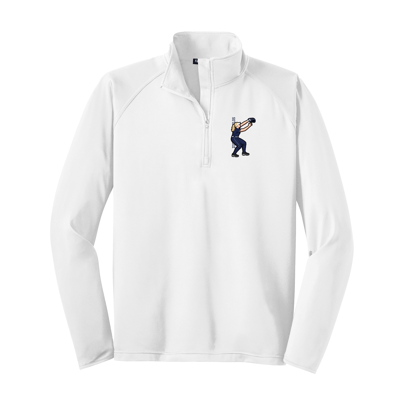 Q-Zip Pullover — Name Vertical in White