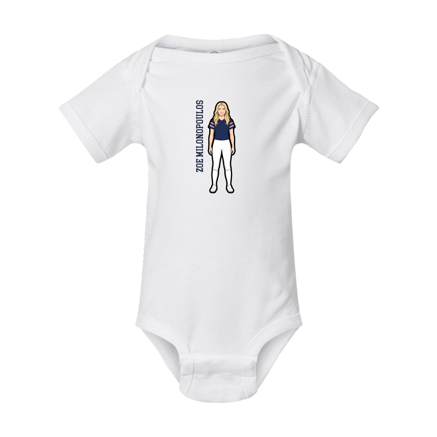 Baby Onesie — Name Vertical in White