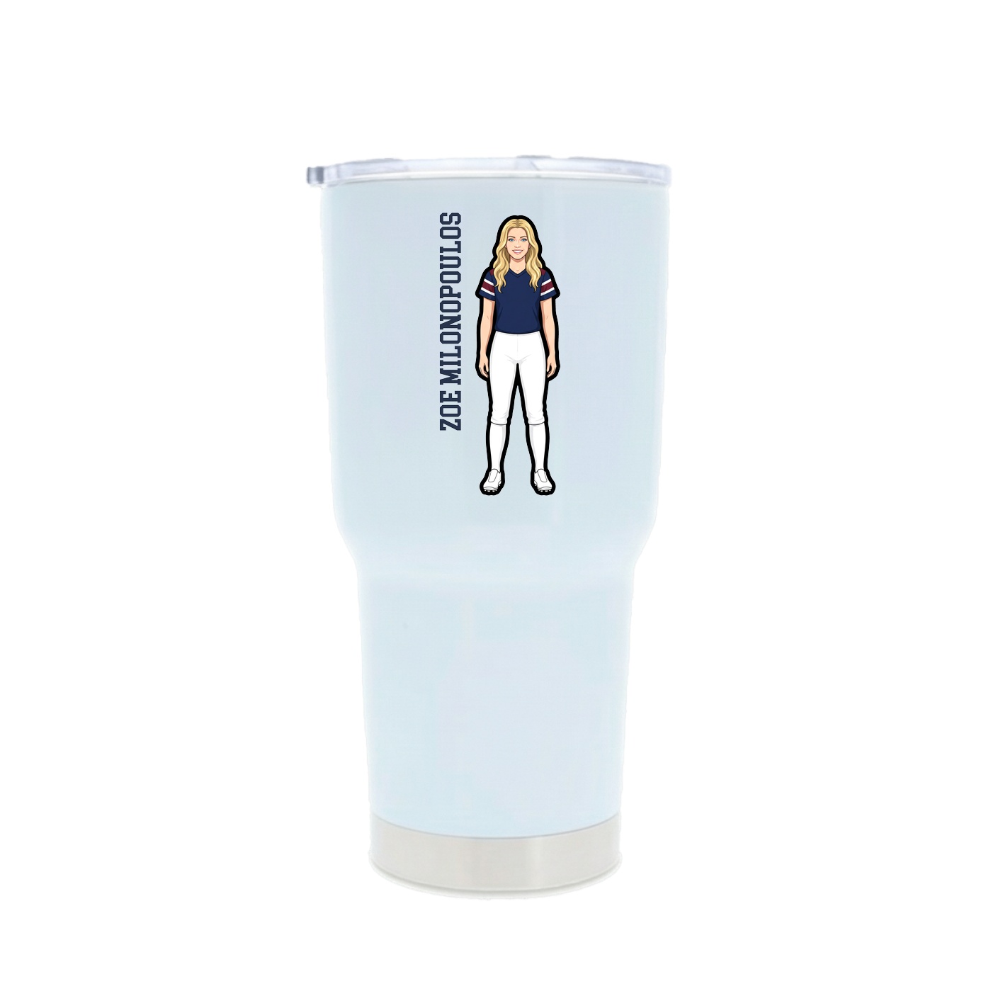 30oz Stainless Steel Tumbler — Name Vertical in White
