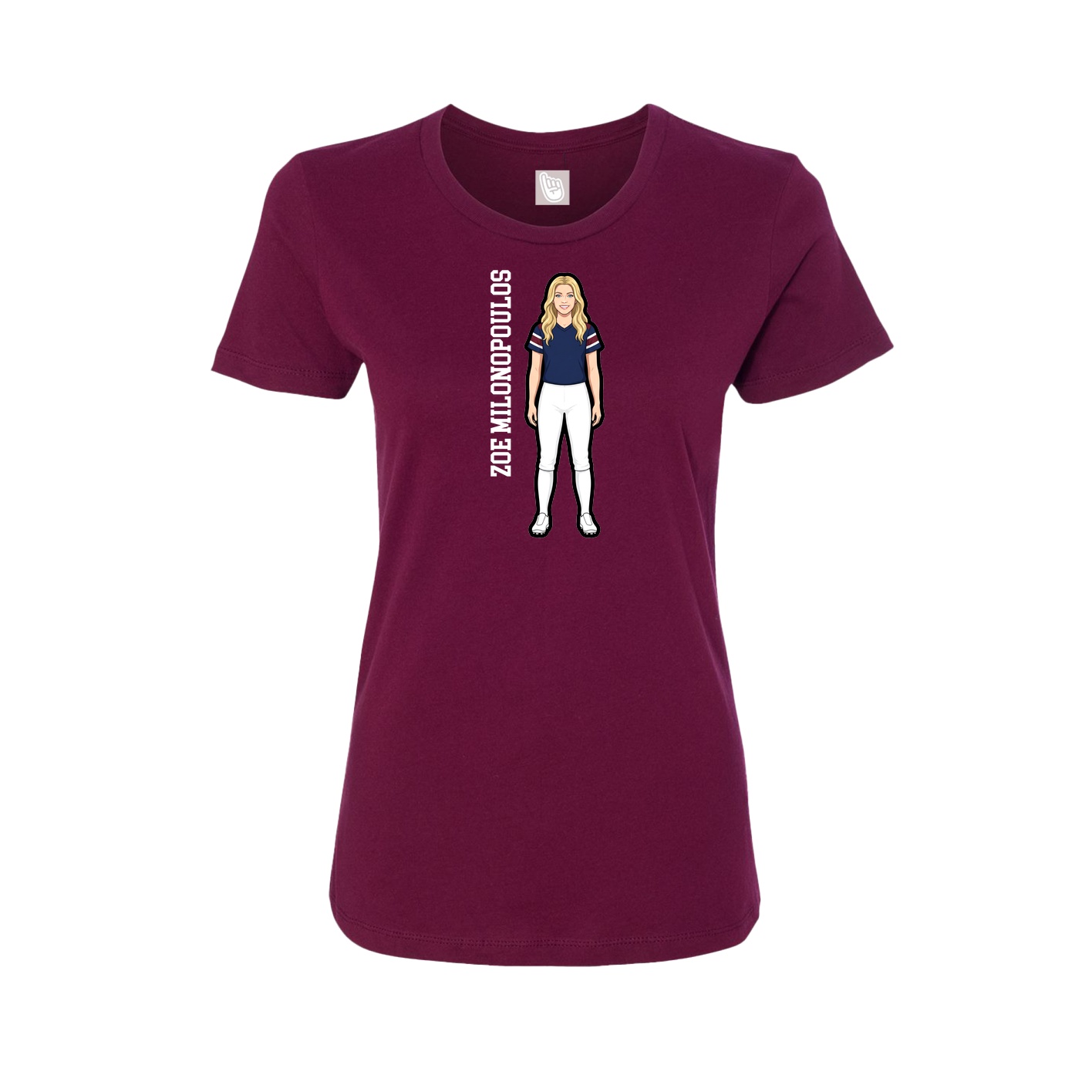 Fitted Women's Tee — Name Vertical in Maroon