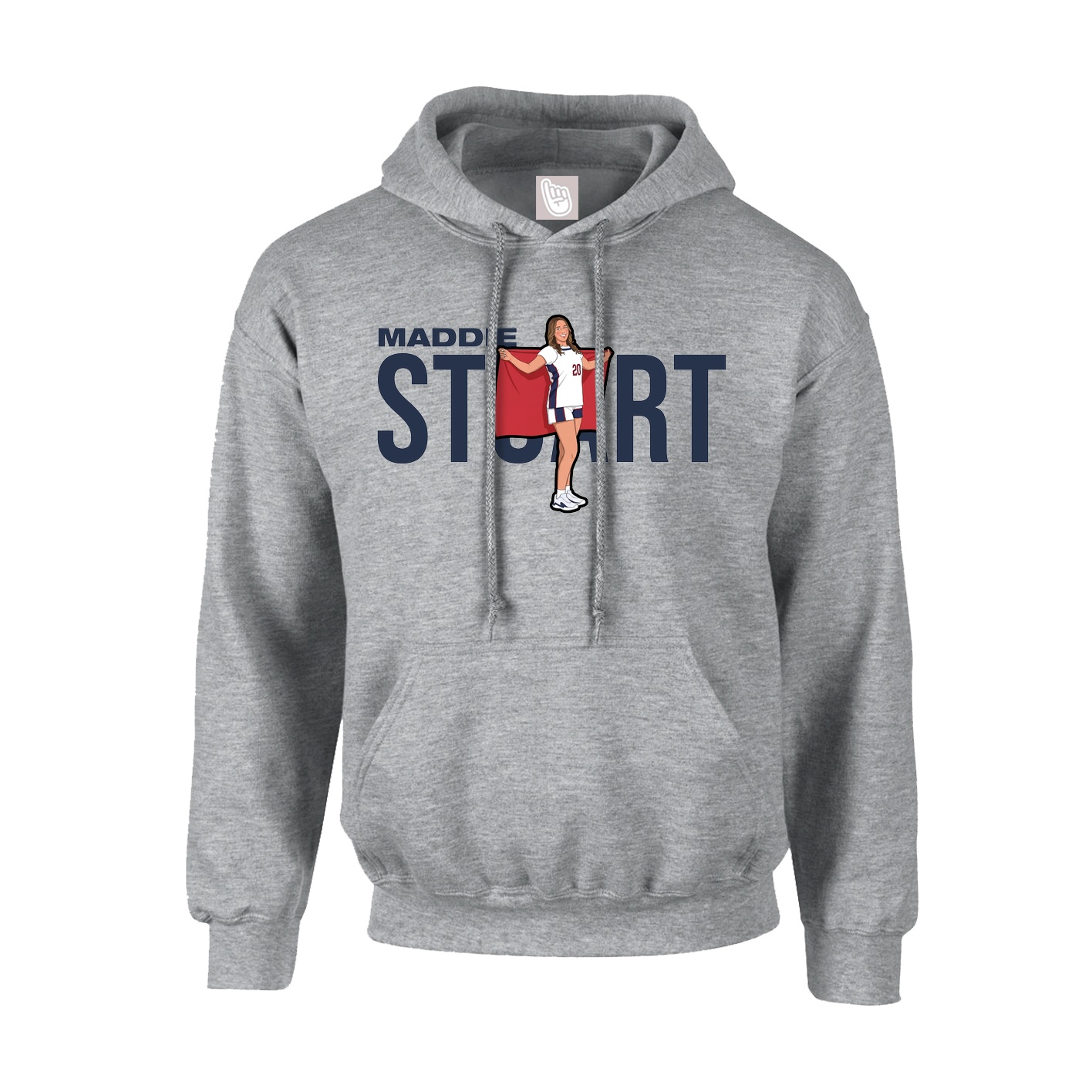 Youth Hoodie — Player Name in Grey