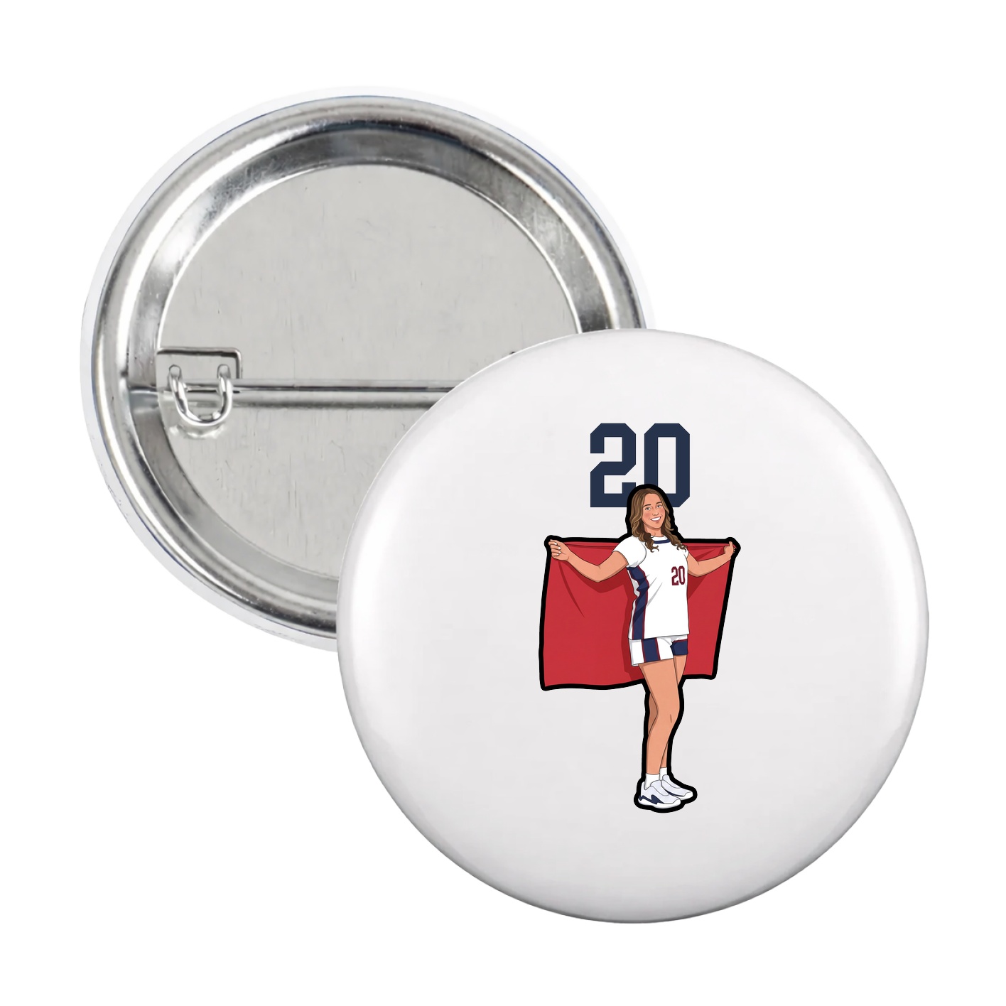 Game Day Button — Number Top in White