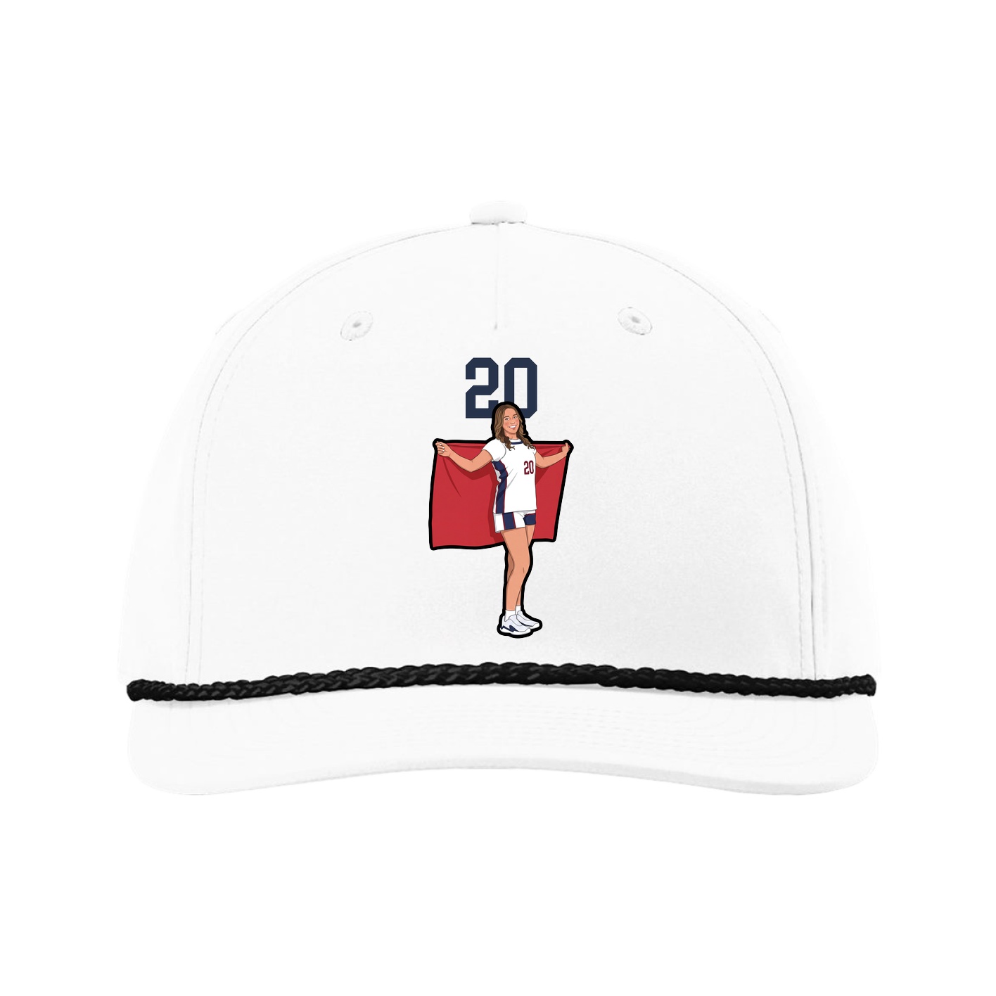 Five-Panel Classic Rope Cap — Number Top in White