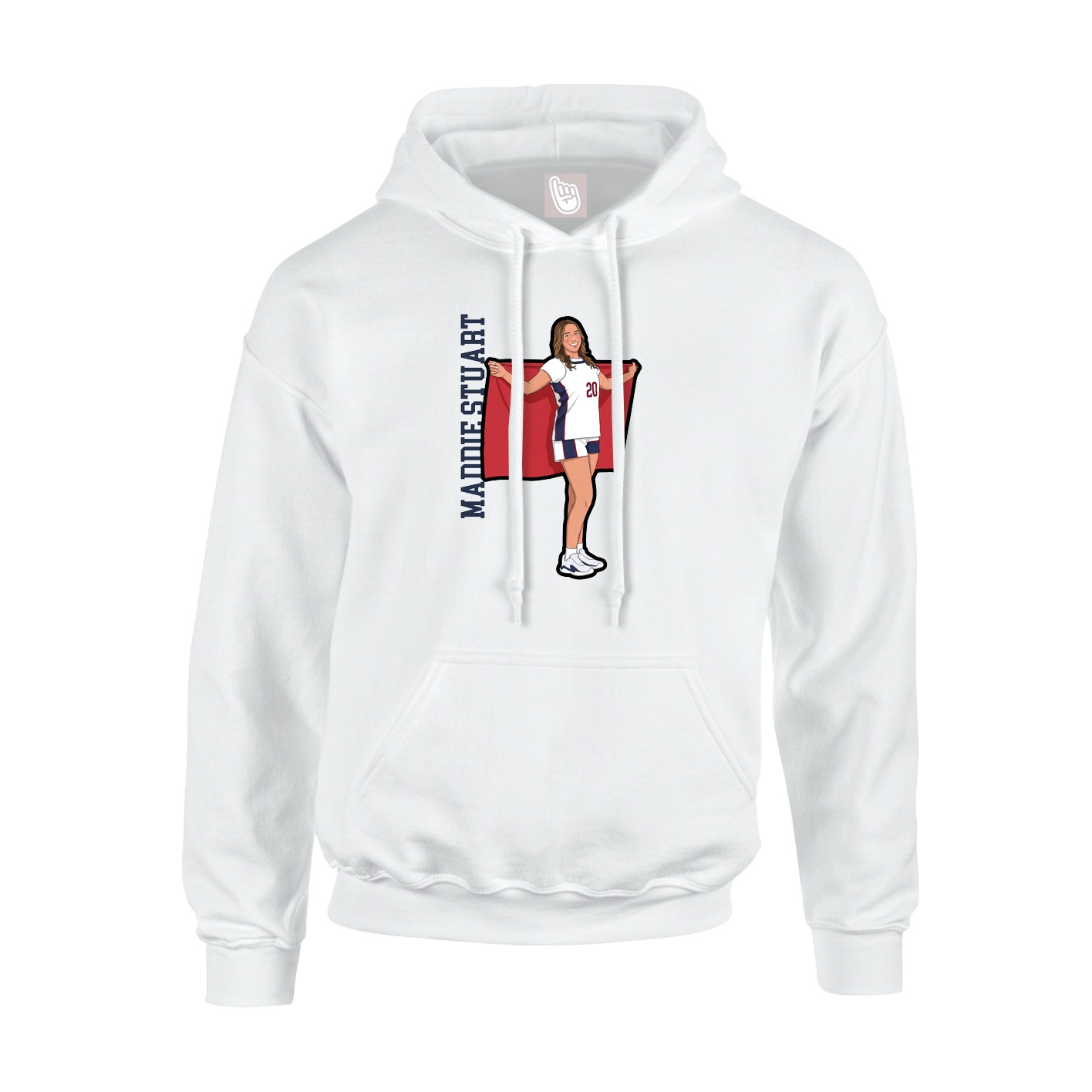 Youth Hoodie — Name Vertical in White