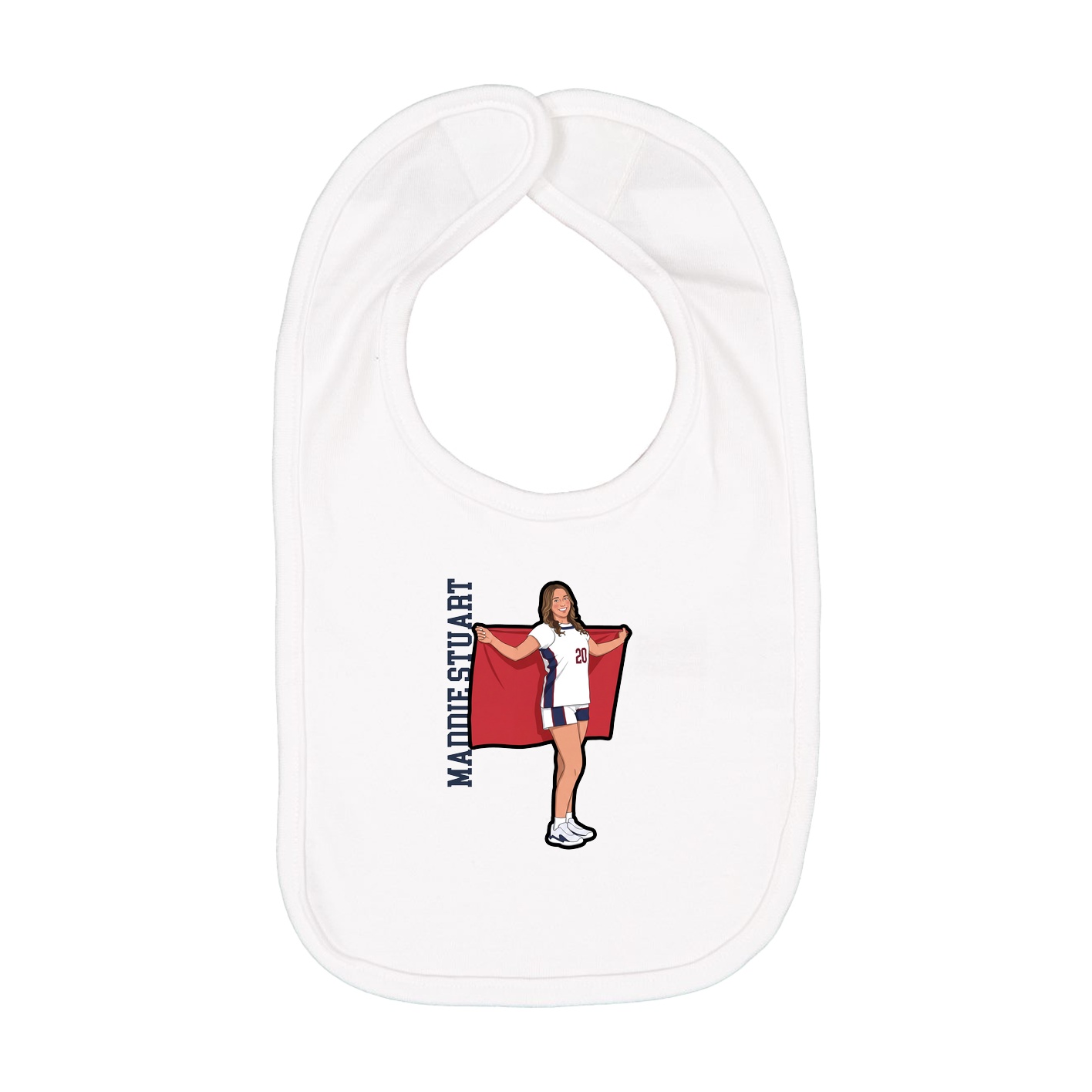 Infant Bib — Name Vertical in White
