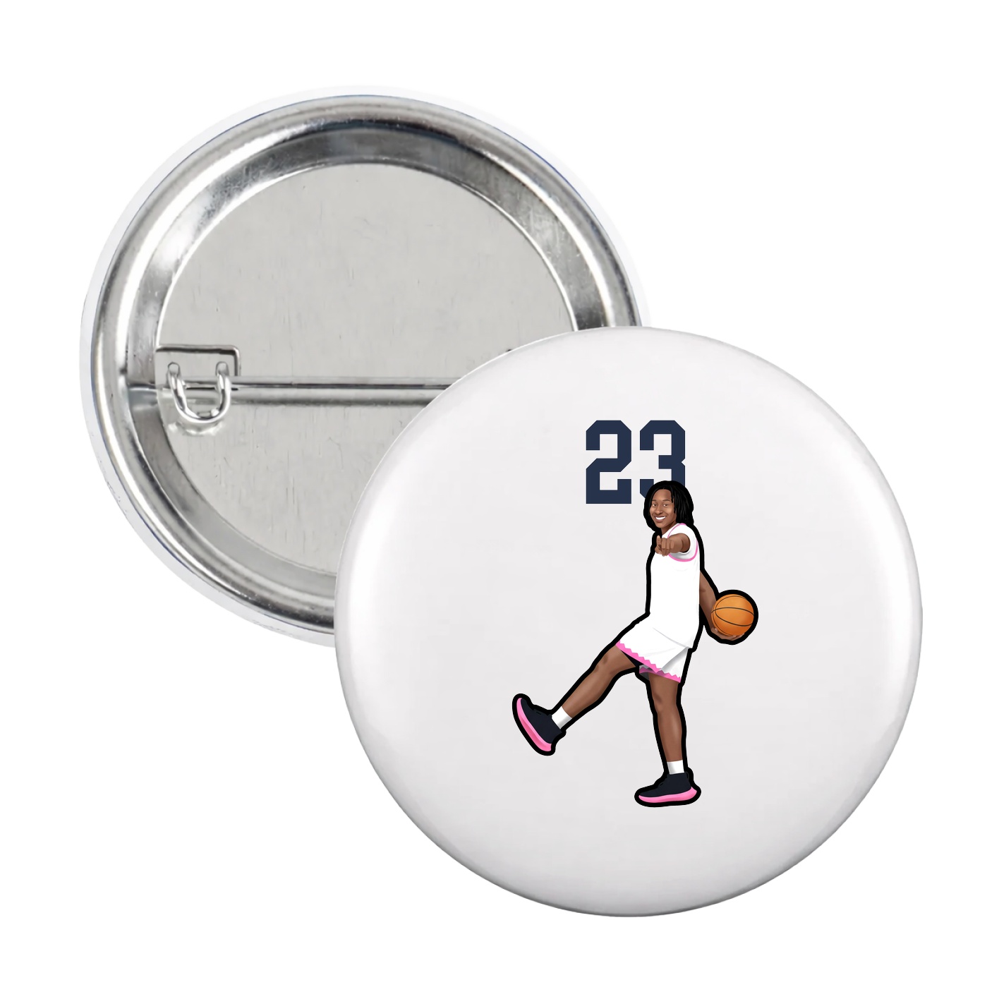 Game Day Button — Number Top in White