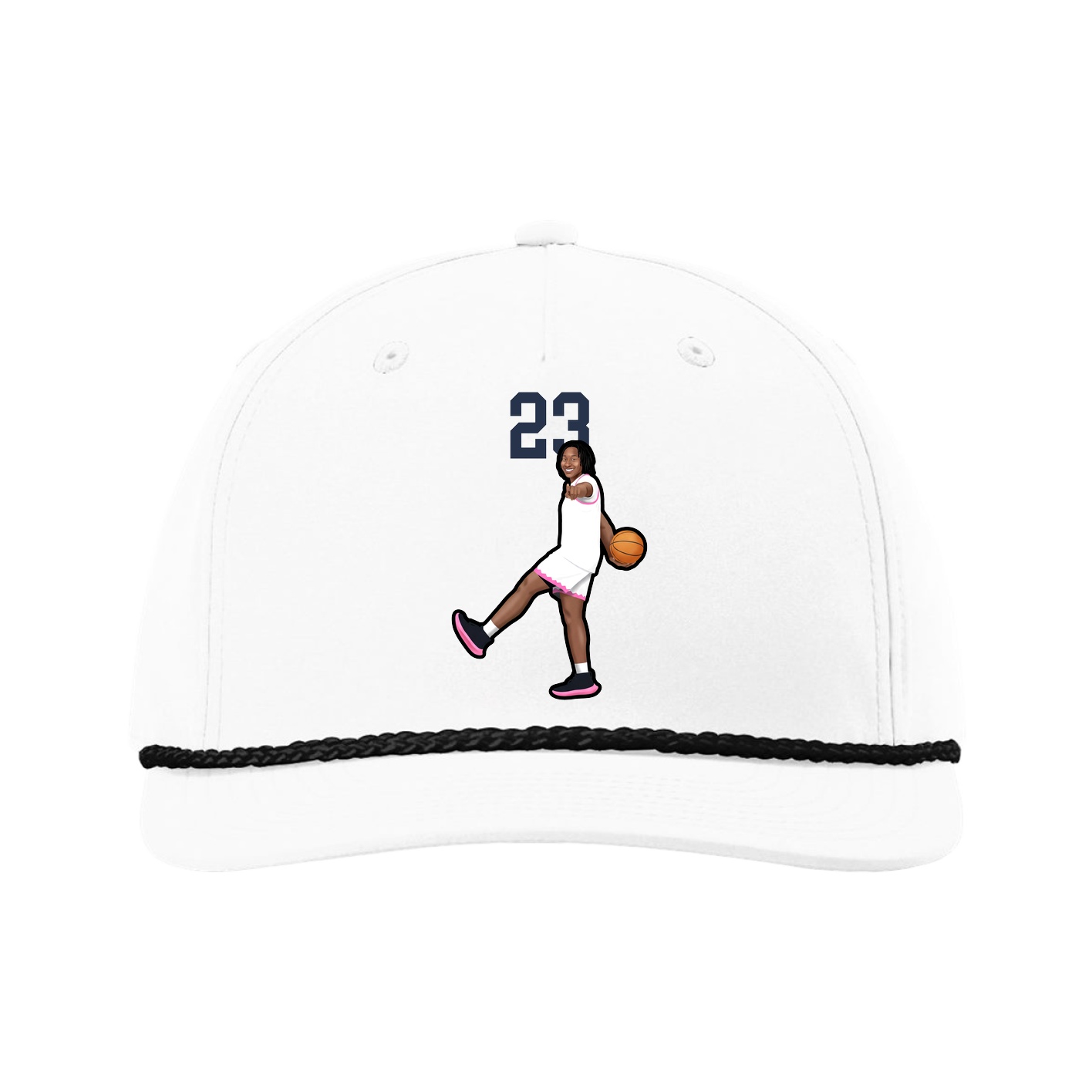 Five-Panel Classic Rope Cap — Number Top in White