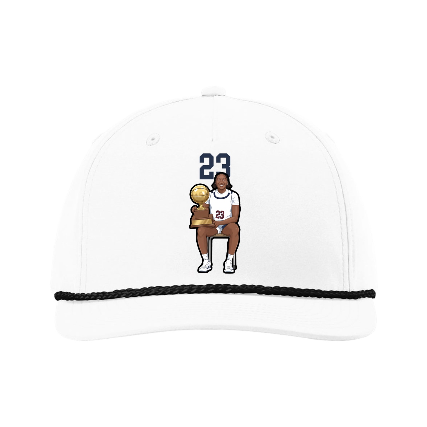 Five-Panel Classic Rope Cap — Number Top in White