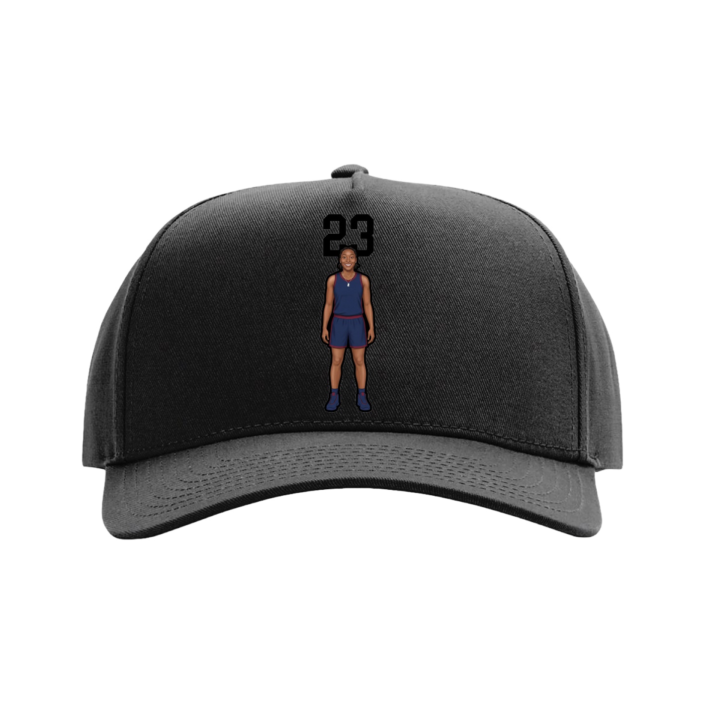 Full Fabric Five-Panel Champ Cap — Number Top in Black
