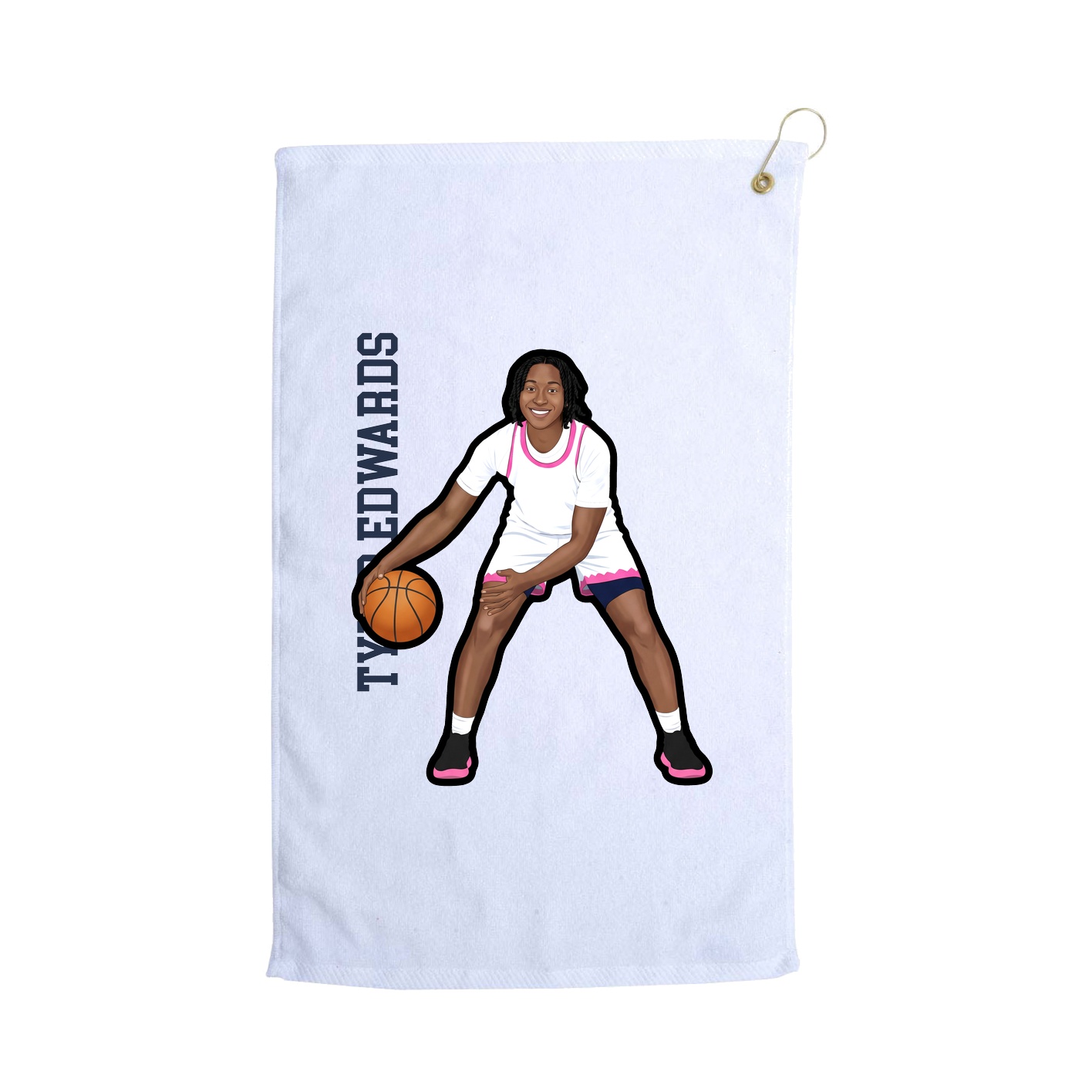 Golf Towel — Name Vertical in White