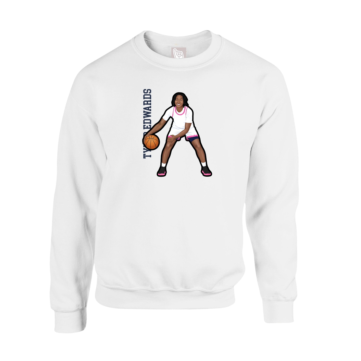 Fleece Crew — Name Vertical in White