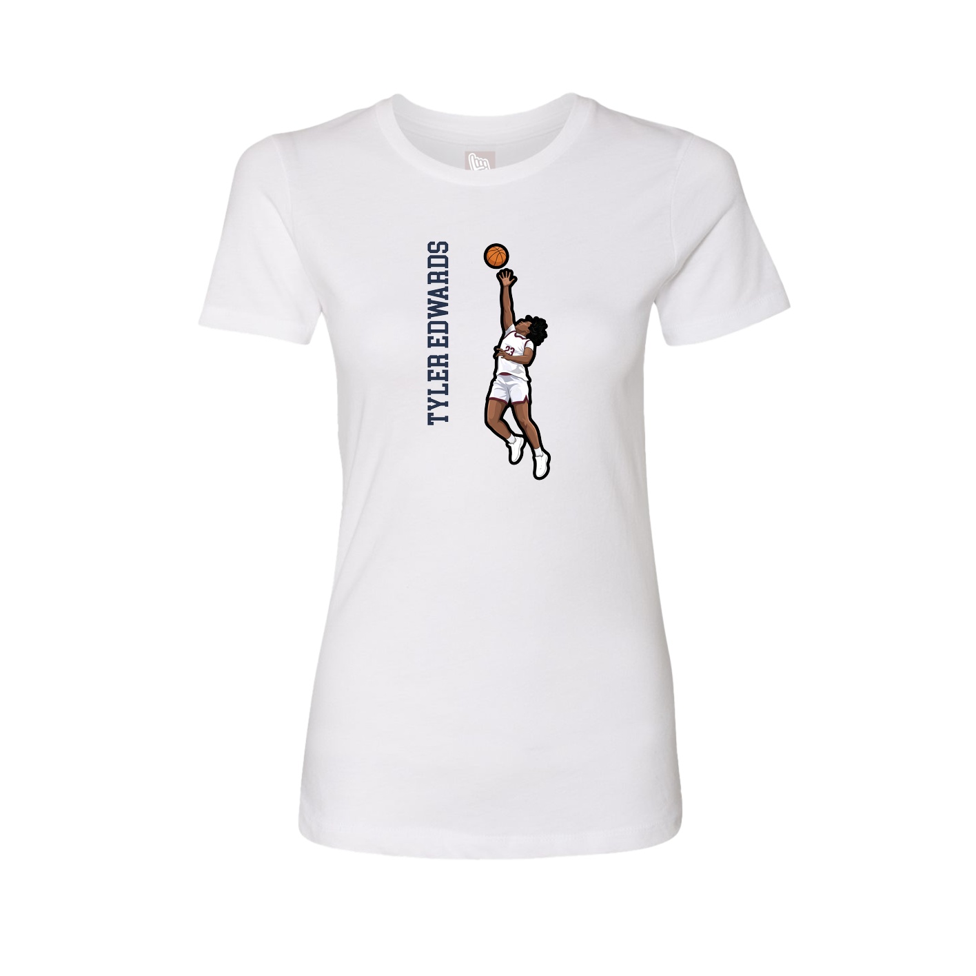 Fitted Women's Tee — Name Vertical in White