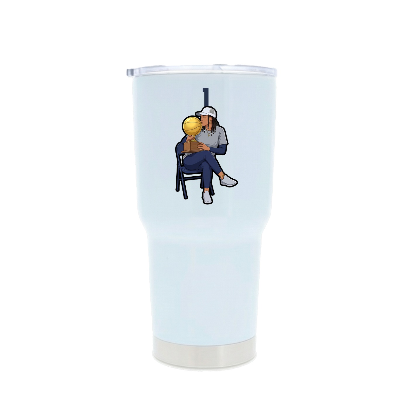 30oz Stainless Steel Tumbler — Number Top in White