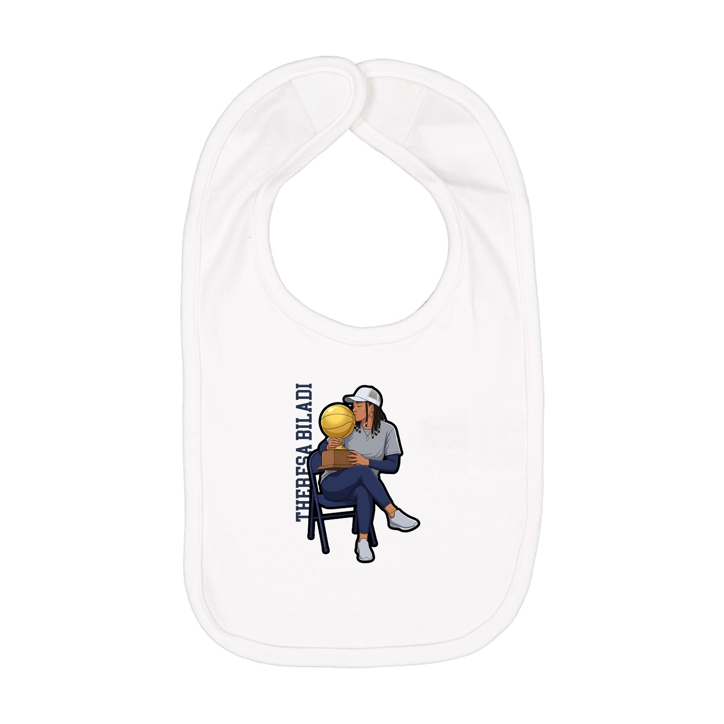 Infant Bib — Name Vertical in White