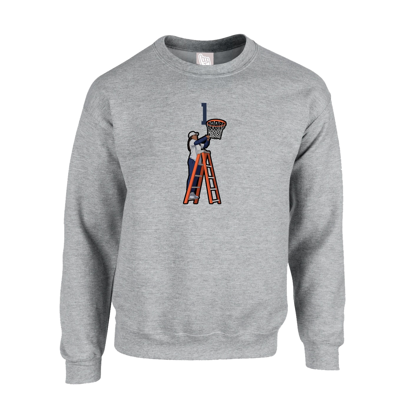 Fleece Crew — Number Top in Grey