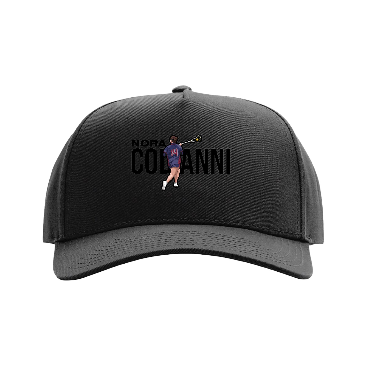 Full Fabric Five-Panel Champ Cap — Player Name in Black