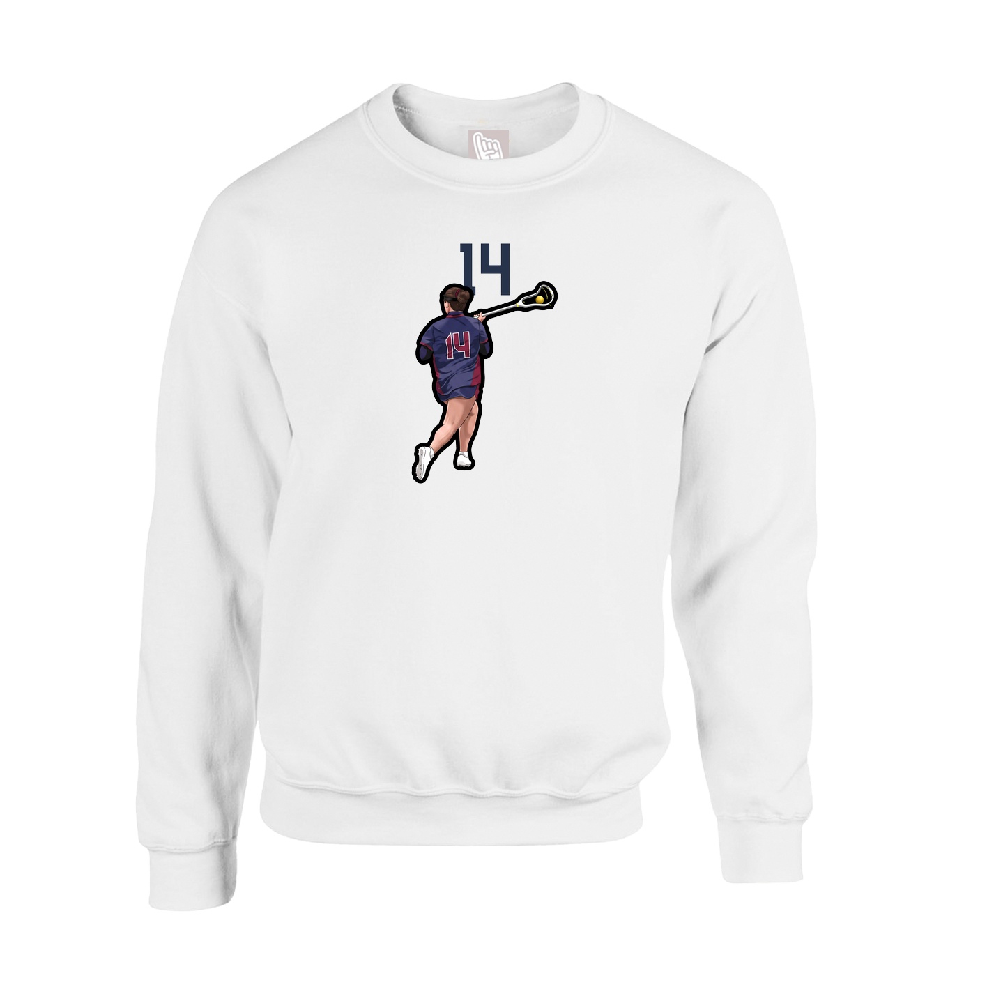 Fleece Crew — Number Top in White