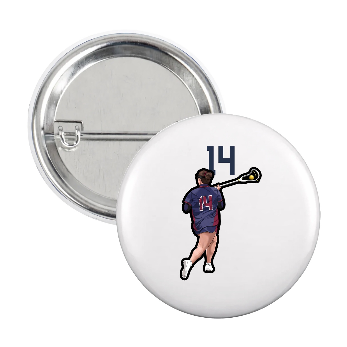 Game Day Button — Number Top in White