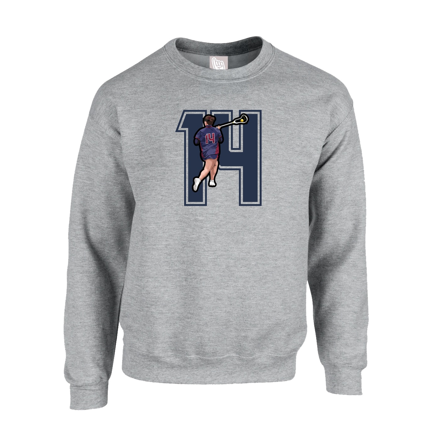 Fleece Crew — Number in Grey