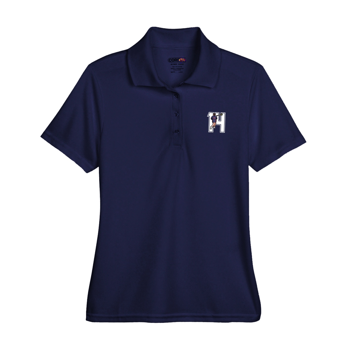 Womens Performance Polo — Number in Navy