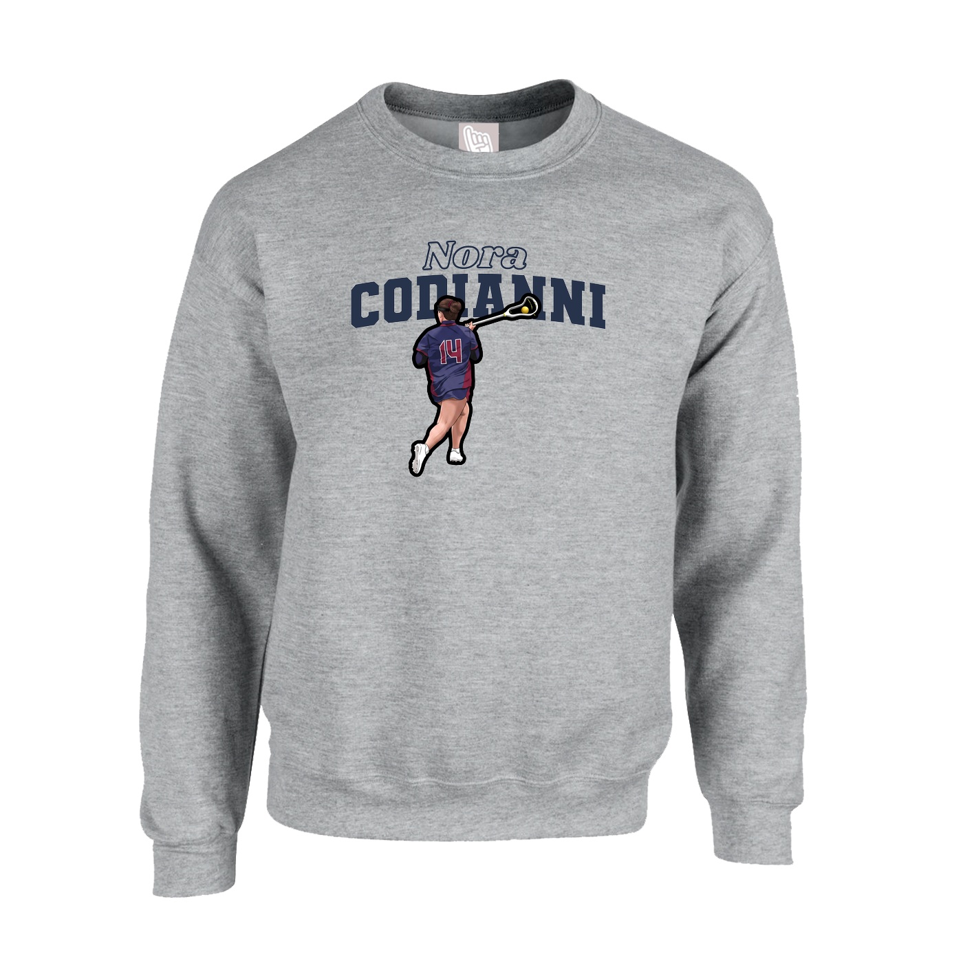 Fleece Crew — Name Arch in Grey