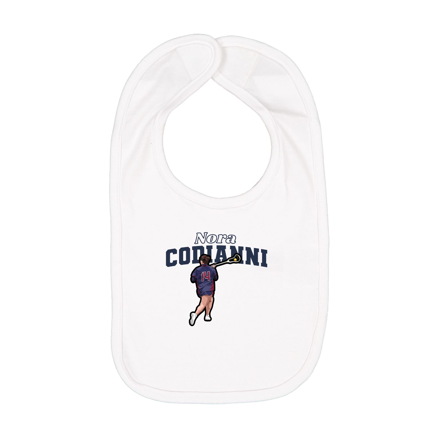 Infant Bib — Name Arch in White
