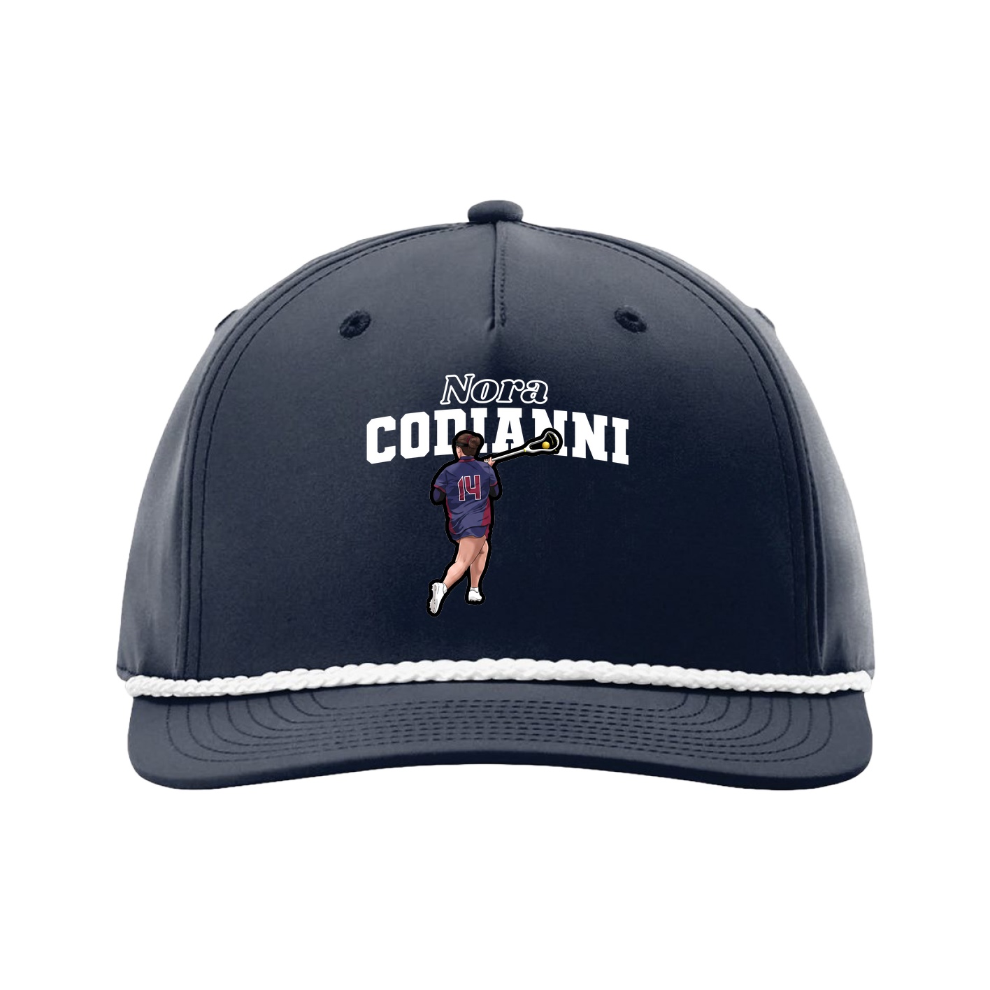 Five-Panel Classic Rope Cap — Name Arch in Navy