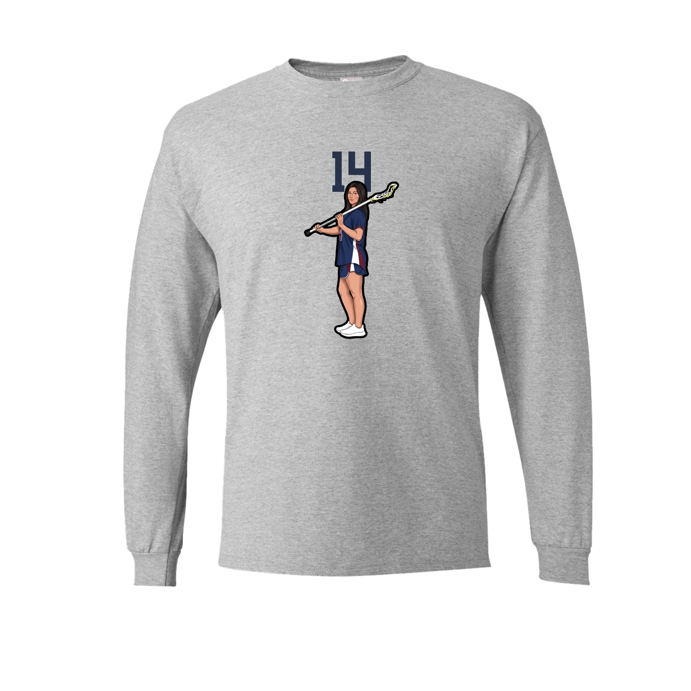 Long Sleeve Tee — Number Top in Grey