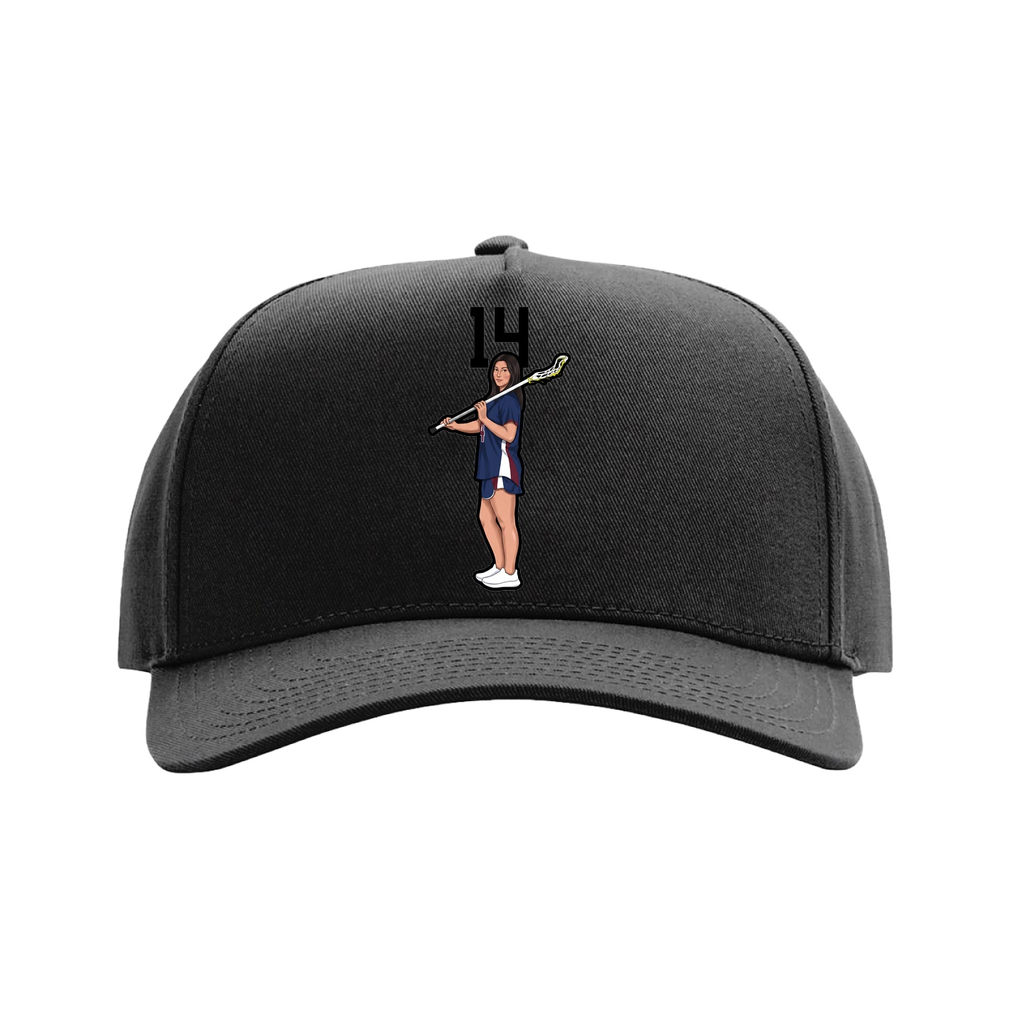 Full Fabric Five-Panel Champ Cap — Number Top in Black
