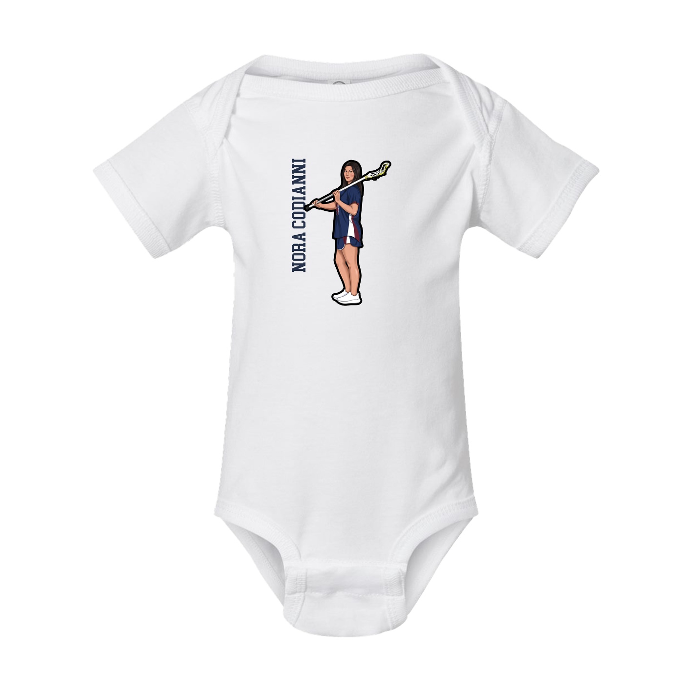 Baby Onesie — Name Vertical in White