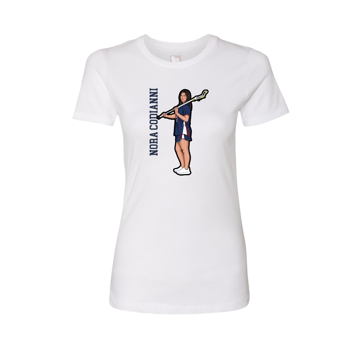 Womens Tee — Name Vertical in White