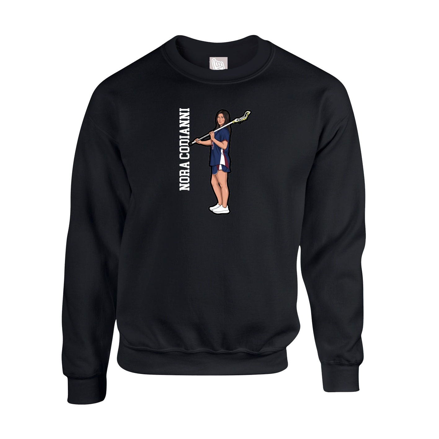 Fleece Crew — Name Vertical in Black
