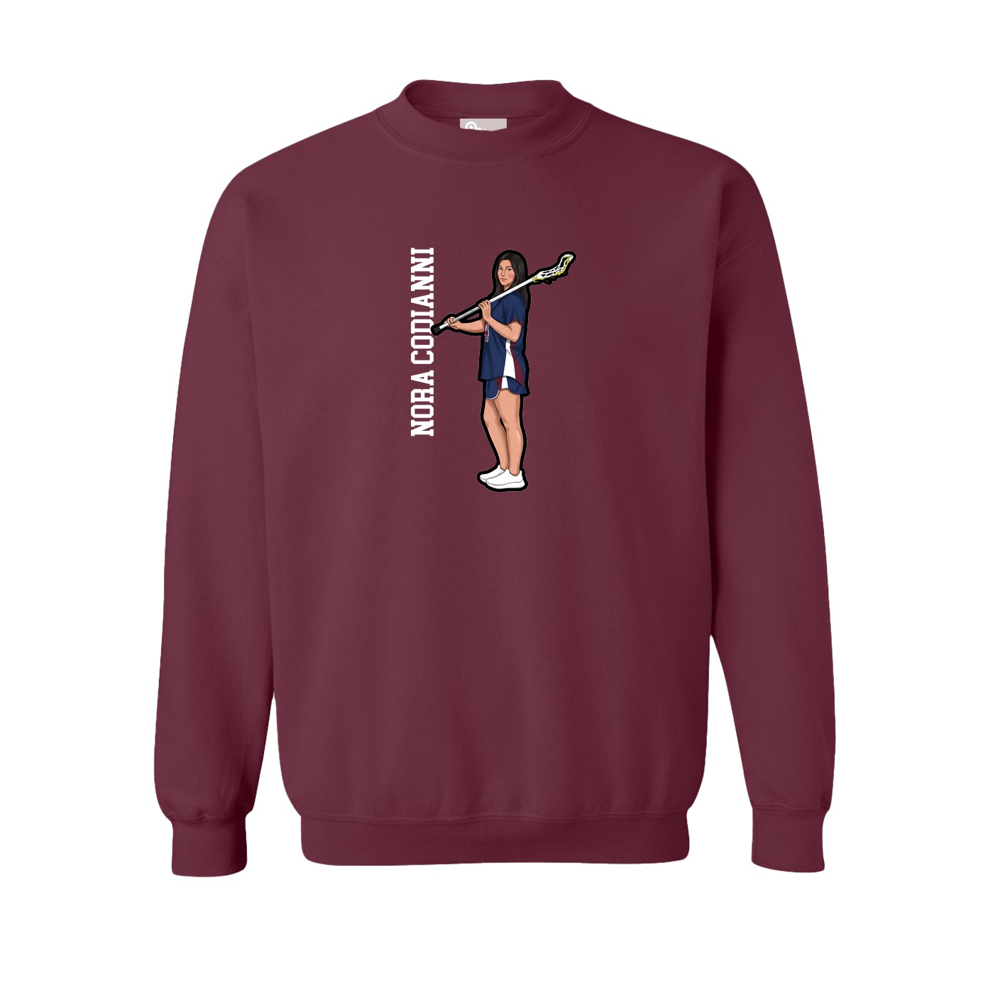 Fleece Crew — Name Vertical in Maroon
