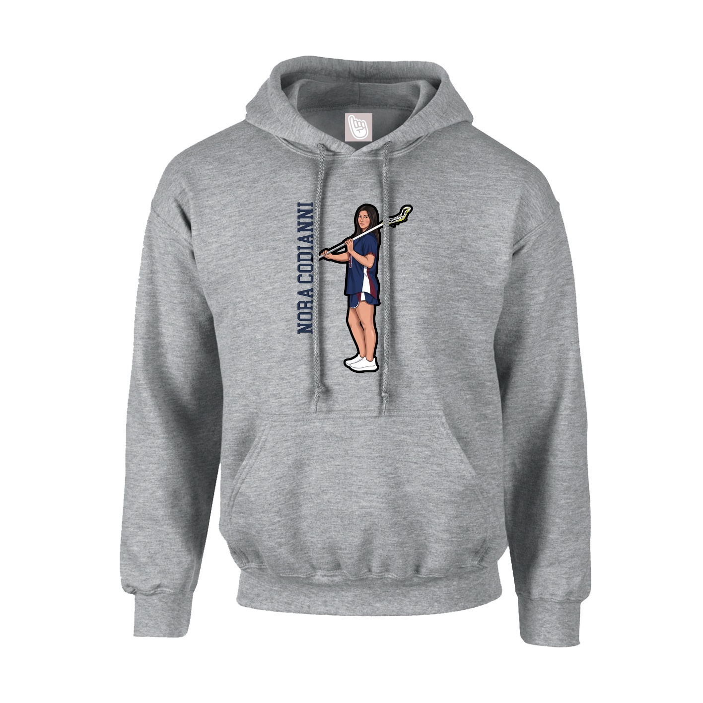 Youth Hoodie — Name Vertical in Grey