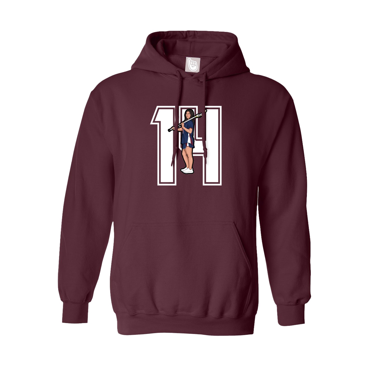 Hoodie — Number in Maroon