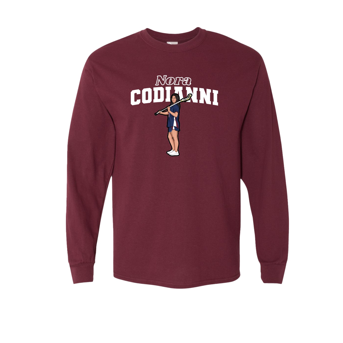 Long Sleeve Tee — Name Arch in Maroon