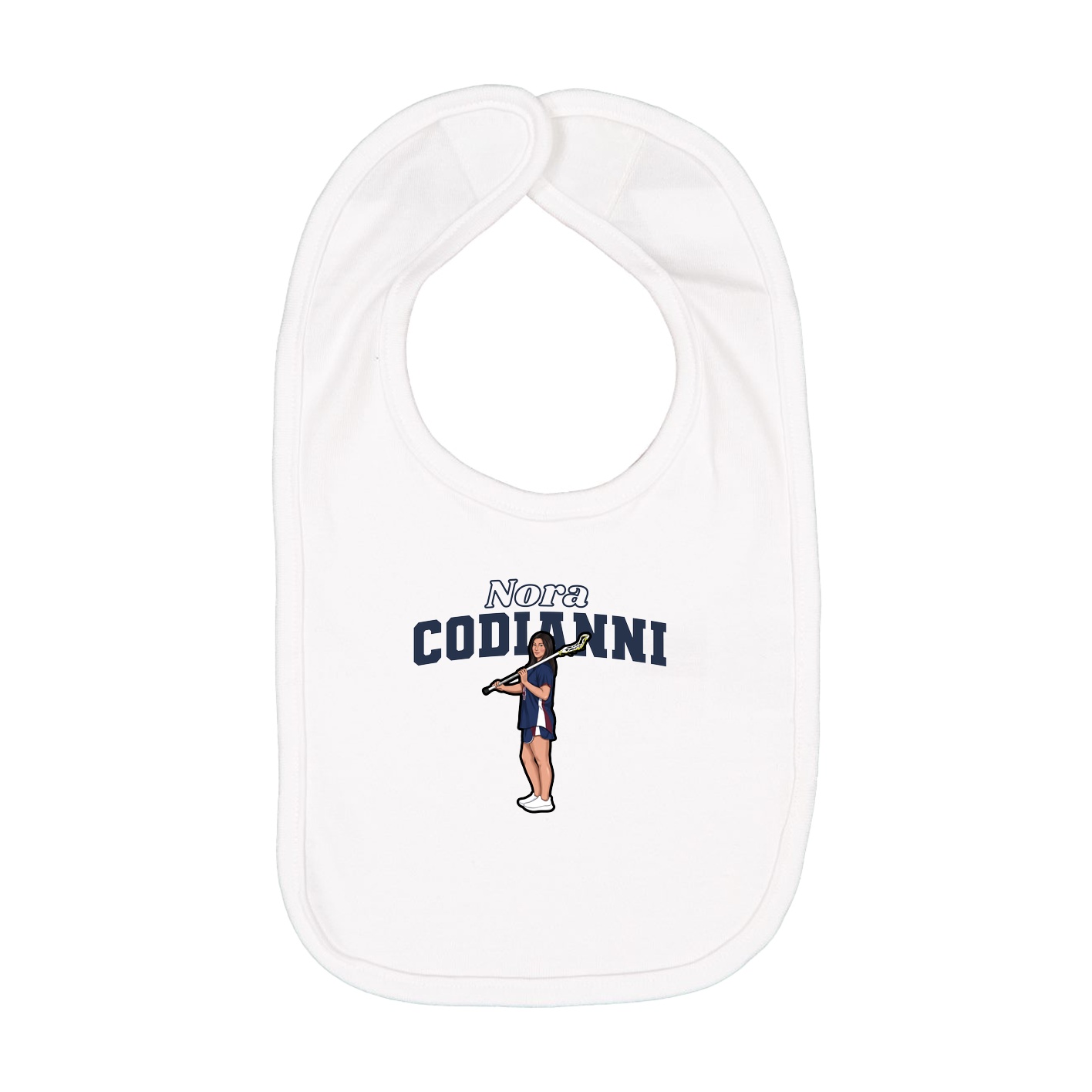 Infant Bib — Name Arch in White