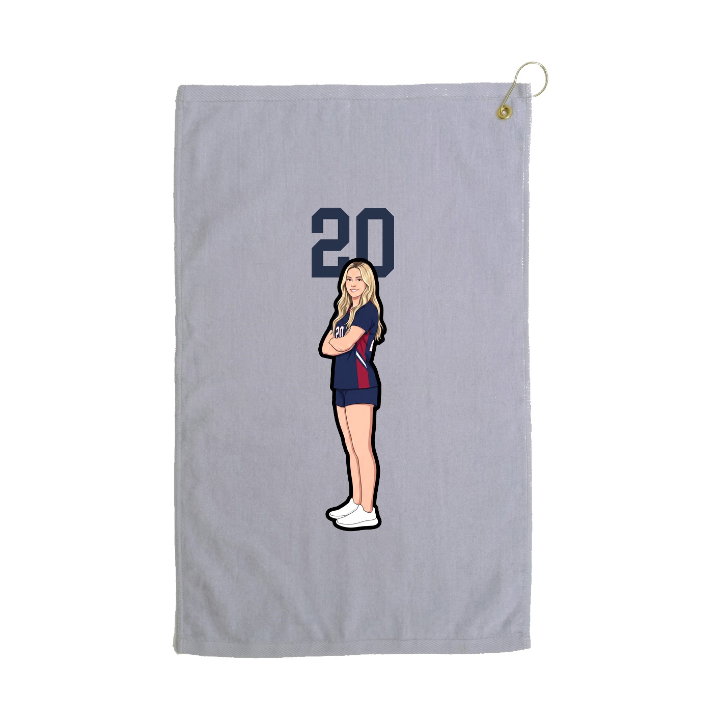 Golf Towel — Number Top in Grey