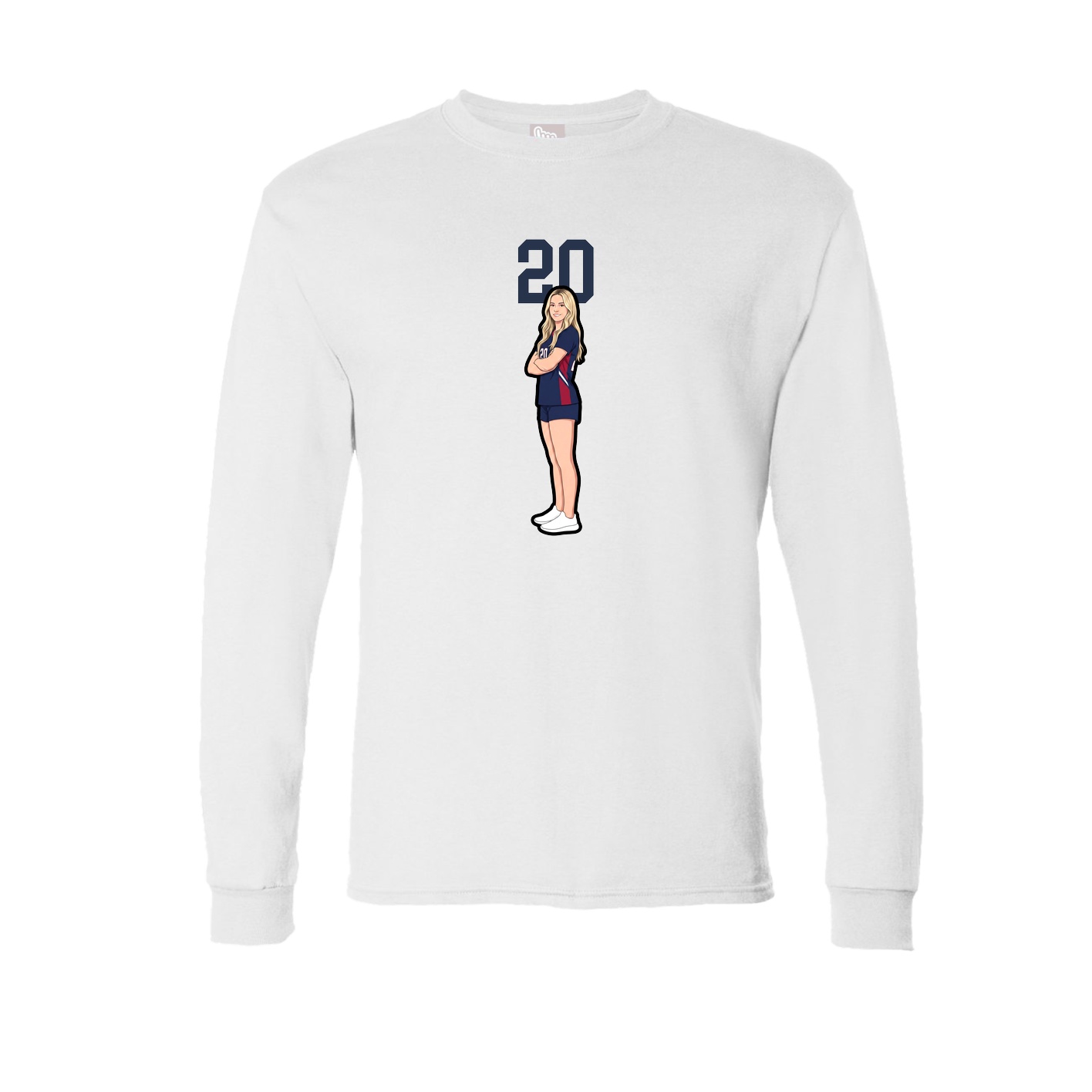 Long Sleeve Tee — Number Top in White