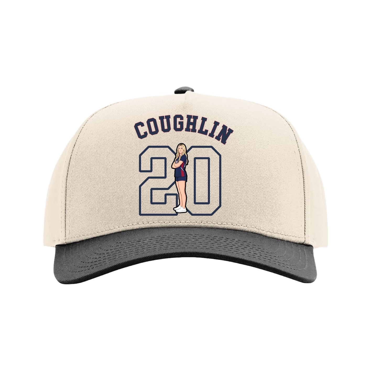 Full Fabric Five-Panel Champ Cap — Shirsey Arch in Cream/Black