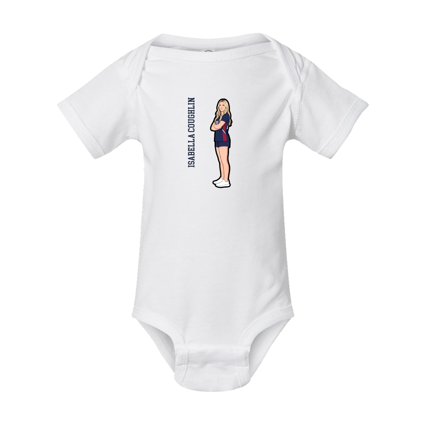 Baby Onesie — Name Vertical in White