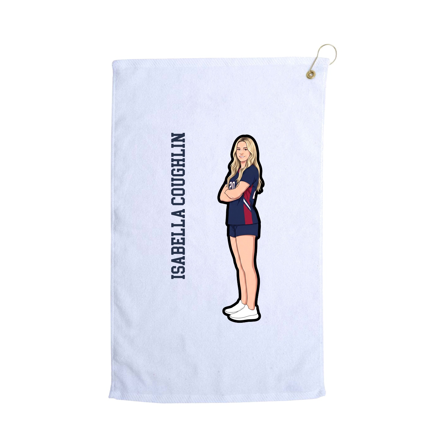 Golf Towel — Name Vertical in White