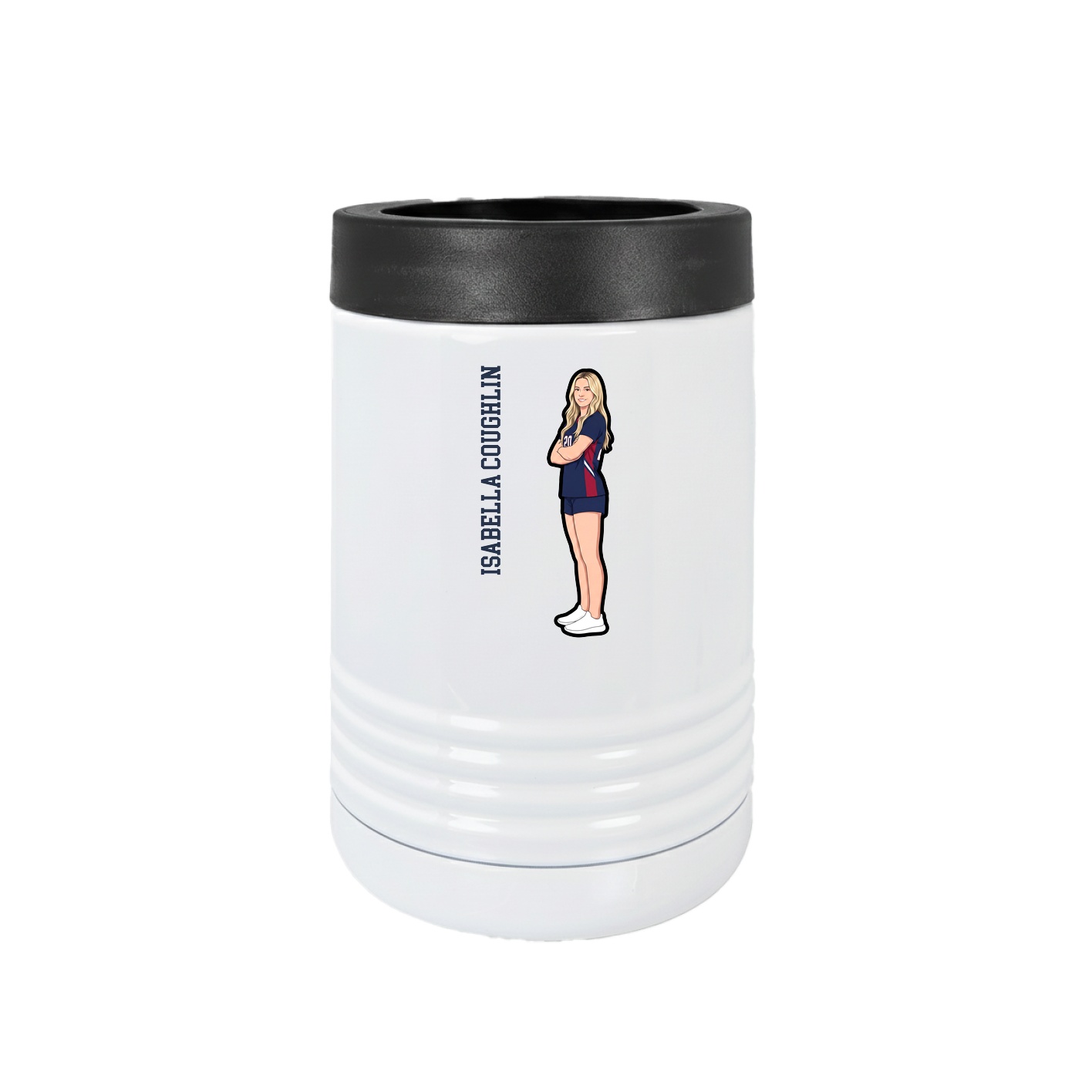 Beverage Holder — Name Vertical in White